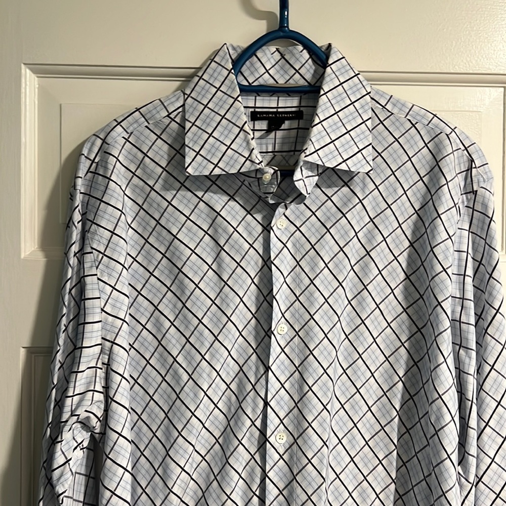 Banana Republic XL 17 - 17 1/2 men’s dress shirt button down. blue and black